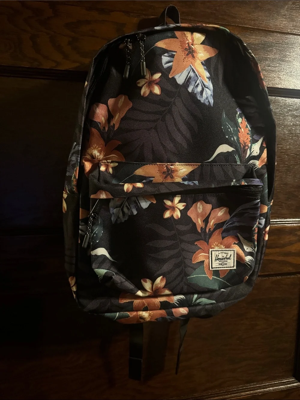 Herschel Supply Company Navy Backpack with Orange Floral Print